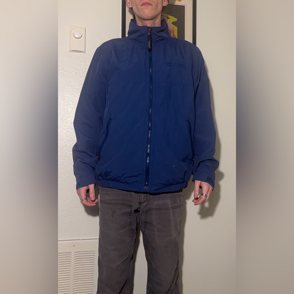 Vintage L.L. Bean Men's Blue Lightweight Zip-Up Jacket
